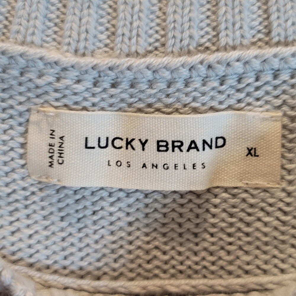 Lucky Brand Textured Dot Sweater Womens Pullover Crewneck Sweater Sz XL‎ Gray - Picture 7 of 14